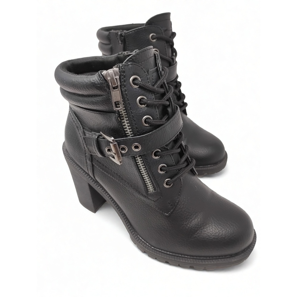 Torrid Combat Boots Size 7WW Polyurethane Streetwear Grunge Moto Hiker Heel